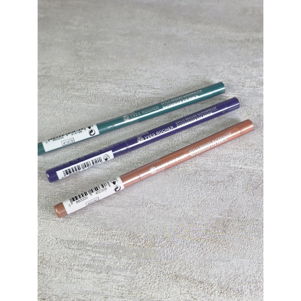 Lot 3 YVES ROCHER Waterproof Eye Pencil 0.01oz Green, Purple & Bronze New Sealed